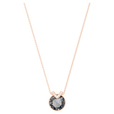 Bella V pendant, Round cut, Gray, Rose gold-tone plated - Swarovski, 5528552