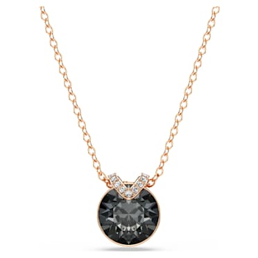 Wisiorek Bella V, Szlif okrągły, Szary, Wykończenie z 18-karatowego różowego złota - Swarovski, 5528552