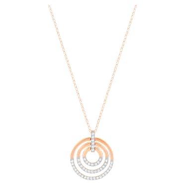 Circle Kolye, Yuvarlak şekil, Beyaz, Karışık metal yüzey - Swarovski, 5528565