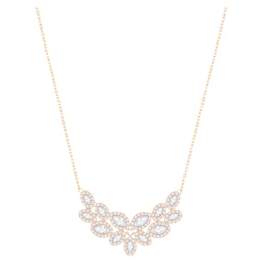 Collana Baron, Foglia, Bianca, Placcato color oro rosa - Swarovski, 5528751