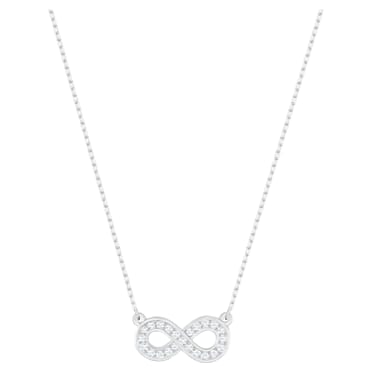Latisha necklace, Infinity, White, Rhodium plated - Swarovski, 5528911