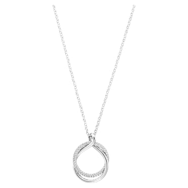 Pandantiv Exact, Formă rotundă, Alb, Placat cu rodiu - Swarovski, 5528922
