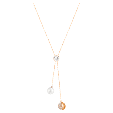 Colier în Y Forward, Alb, Placat cu nuanță roz-aurie - Swarovski, 5528924