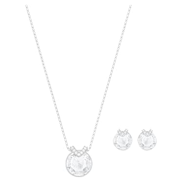 Bella V เซ็ต, เจียระไนทรงกลม, เขียว, เคลือบโรเดียม - Swarovski, 5528937