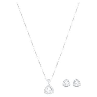 Begin Set, Trilliant kesim, Beyaz, Rodyum kaplama - Swarovski, 5528938