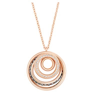 Dynamic pendant, Round shape, Gray, Rose gold-tone plated - Swarovski, 5529579