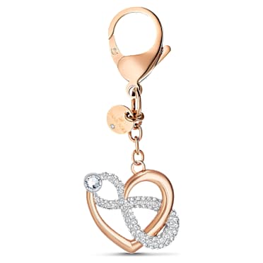 Infinite Çanta Charm'ı, Sonsuzluk ve kalp, Beyaz, Karışık metal yüzey - Swarovski, 5530885