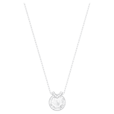Pandantiv Bella V, Tăietură rotundă, Alb, Placat cu rodiu - Swarovski, 5535526