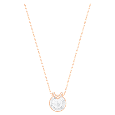 Pandantiv Bella V, Tăietură rotundă, Alb, Placat cu nuanță roz-aurie - Swarovski, 5535528