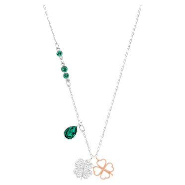 Symbolica pendant, Clover, Green, Mixed metal finish - Swarovski, 5535554