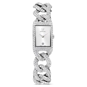 Cocktail นาฬิกา, Swiss Made, ฝังพาเว่แบบเต็ม, สายนาฬิกาคริสตัล, โทนสีเงิน, สเตนเลสสตีล - Swarovski, 5547617