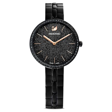 Ρολόι Cosmopolitan, Eλβετικής κατασκευής, Μεταλλικό μπρασελέ, Μαύρο, Μαύρο φινίρισμα - Swarovski, 5547646