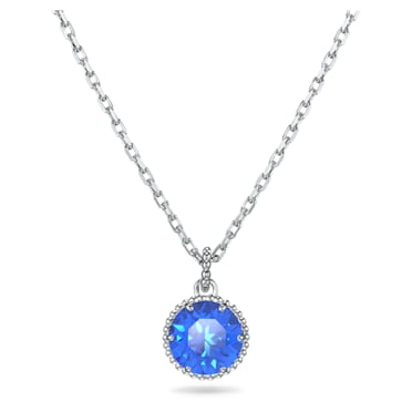 Birthstone hanger, Ronde slijpvorm, September, Blauw, Rodium toplaag - Swarovski, 5555793