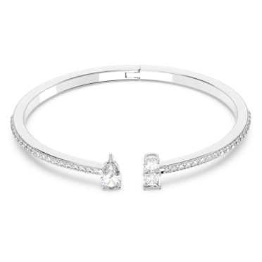 Mesmera Attract cuff, Mixed cuts, White, Rhodium plated - Swarovski, 5556912