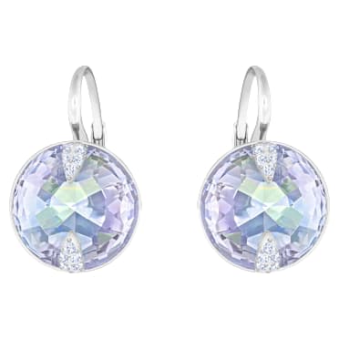 Globe drop earrings, Round cut, Blue, Rhodium plated - Swarovski, 5559860