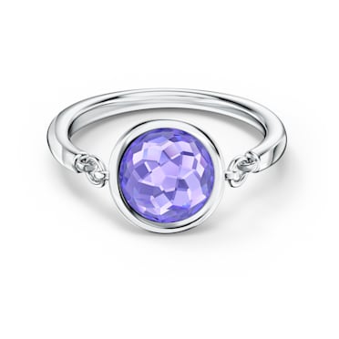 Tahlia ring, Round cut, Purple, Rhodium plated - Swarovski, 5572701