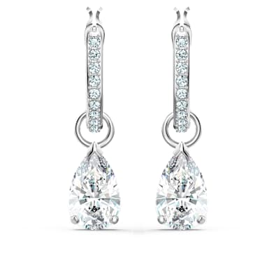 Attract 水滴形耳環, 梨形切割, 白色, 鍍白金色 - Swarovski, 5563119