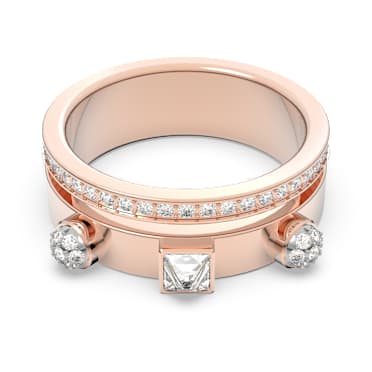 Prsten Thrilling, Různé výbrusy, Bílá, Pokoveno v růžovozlatém odstínu - Swarovski, 5567124