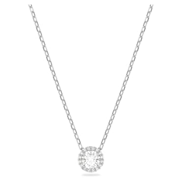 Angelic pendant, Round cut, White, Rhodium plated - Swarovski, 5567931