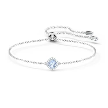 Una Angelic bracelet, Cushion cut, Blue, Rhodium plated - Swarovski, 5567933