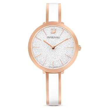 Orologio Crystalline Delight, Fabbricato in Svizzera, Bracciale di metallo, Bianco, Finitura in tono oro rosa - Swarovski, 5580541