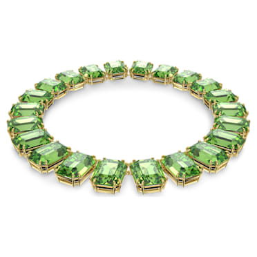Naszyjnik Millenia, Duże kryształy, Szlif ośmiokątny, Zielony, Powłoka w odcieniu złota - Swarovski, 5598261