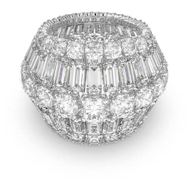 Hyperbola 個性戒指, 混合式切割, 白色, 鍍白金色 - Swarovski, 5598341