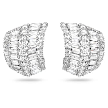 Hyperbola 水滴形耳環, 混合式切割, 白色, 鍍白金色 - Swarovski, 5598344