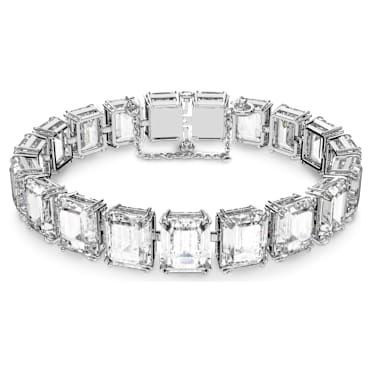 Matrix Tennis bracelet, Octagon cut, White, Rhodium plated - Swarovski, 5598349