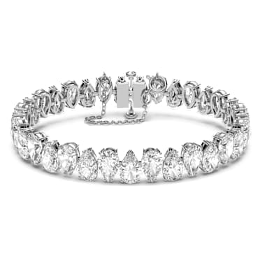 Matrix bracelet, Pear cut, White, Rhodium plated - Swarovski, 5598350