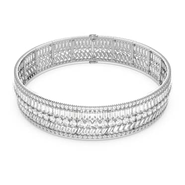 Hyperbola choker, Mixed cuts, White, Rhodium plated - Swarovski, 5598360