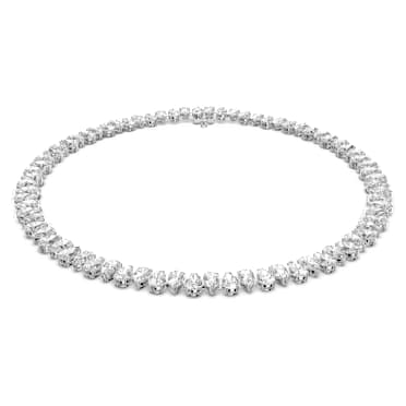 Matrix Tennis necklace, Pear cut, White, Rhodium plated - Swarovski, 5598362