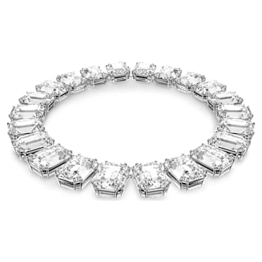 Colier Tennis Millenia, Cristale supradimensionate, Tăietură octogonală, Alb, Placat cu rodiu - Swarovski, 5599149