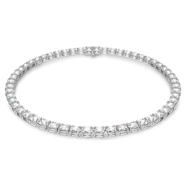 Matrix Tennis Halskette, Kissenschliff, Weiß, Rhodiniert - Swarovski, 5599153