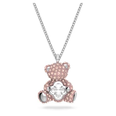 Teddy 鏈墜, 熊, 粉紅色, 鍍白金色 - Swarovski, 5599168