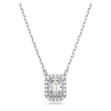 Una pendant, Octagon cut, White, Rhodium plated - Swarovski, 5599177