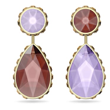 Orbita ドロップピアス, アシンメトリーデザイン、ドロップカット, マルチカラー, ゴールドトーン・プレーティング - Swarovski, 5600523