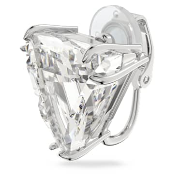 Mesmera Klipsli Küpe, Tekli, Üçgen kesim, Beyaz, Rodyum kaplama - Swarovski, 5600753