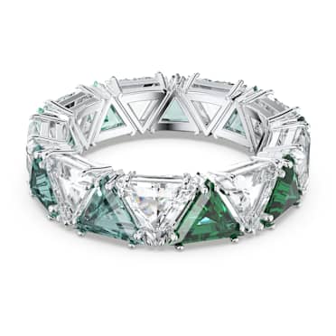 Matrix cocktail ring, Triangle cut, Green, Rhodium plated - Swarovski, 5600760
