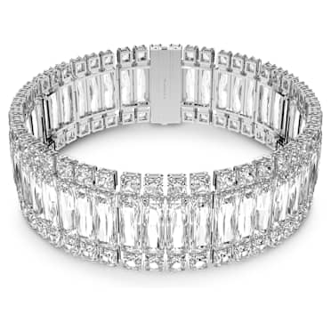 Hyperbola 束颈项链, 矩形切割, 白色, 镀铑 - Swarovski, 5601035