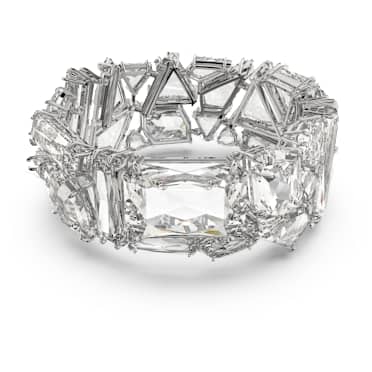 Náramek Mesmera, Oversize křišťály, Bílá, Pokoveno rhodiem - Swarovski, 5601530