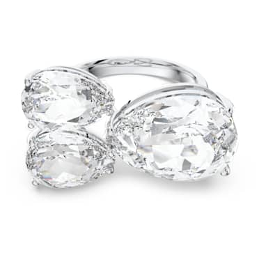 แหวนค็อกเทล Millenia, เจียระไนทรงลูกแพร์, ขาว, เคลือบโรเดียม - Swarovski, 5601568