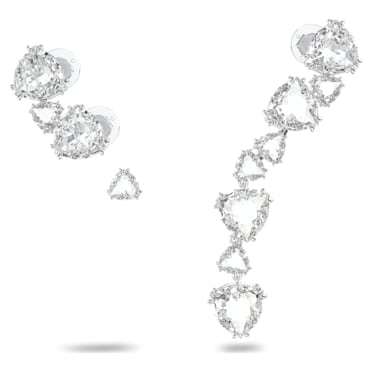 Millenia ear cuff, Set (3), Asymmetrical design, White, Rhodium plated - Swarovski, 5602846
