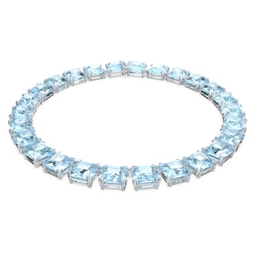 Millenia necklace, Square cut, Blue, Rhodium plated - Swarovski, 5609704