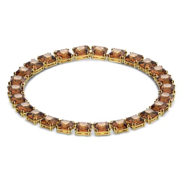 Millenia necklace, Square cut, Brown, Gold-tone plated - Swarovski, 5609705