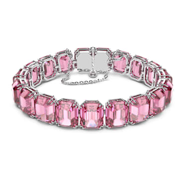 Matrix Tennis bracelet, Octagon cut, Pink, Rhodium plated - Swarovski, 5610363