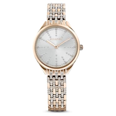 Attract horloge, Swiss Made, Pavé, Metalen armband, Goudkleurig, Champagnegoudkleurige afwerking - Swarovski, 5610484