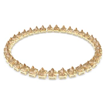 Matrix Tennis necklace, Pyramid cut, Gold tone, Gold-tone plated - Swarovski, 5613679