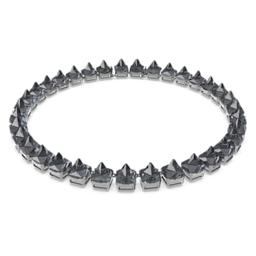 Ortyx necklace, Pyramid cut, Grey, Ruthenium plated - Swarovski, 5613682
