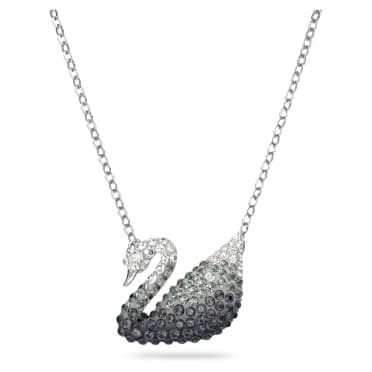 Swan 鏈墜, 天鵝, 灰色, 鍍白金色 - Swarovski, 5614103